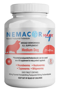 Nemacor Quad 4 Dog Dewormer 21-45 lb (medium dog)