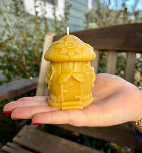 Thy Will Bee Done Apiary - Beeswax Fairy House Candle, Natural Unique Candle, Bee Decor