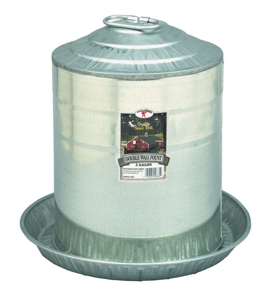 Miller Little Giant Metal Double Wall Poultry Fountain, 5-gallon