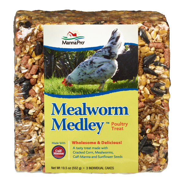 Manna Pro Mealworm Medley Poultry Treats Square Cakes 19.5 oz
