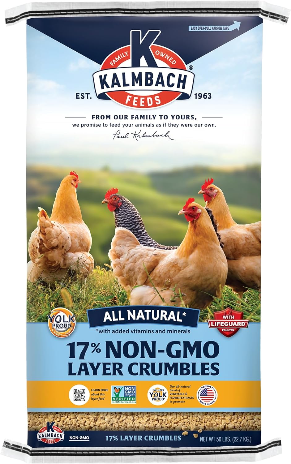 Kalmbach Feeds All Natural Non-GMO 17% Protein Layer Crumble Chicken Feed, 50-lb bag