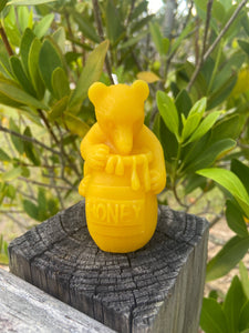 Thy Will Bee Done Apiary - Beeswax Candle, Beeswax Bear and Honey Pot Candle, Pooh Bear