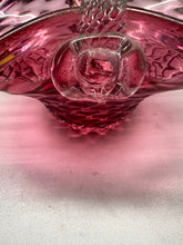 Vintage Crystal Riekes Wedding Glass Cranberry Hand Twist Handle Basket