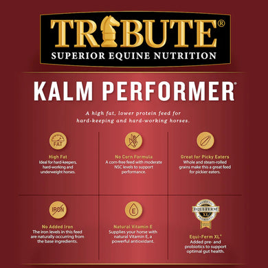 Kalm Performer®, Textured, High Fat Equine Horse Feed 50lb bag