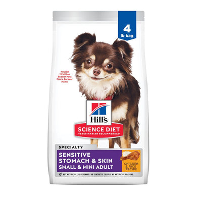 Adult Sensitive Stomach & Skin Small & Mini Dog Food, Chicken Recipe, Dry, 4 lb, 1 bag