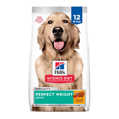 Hills Science Diet Adult Perfect Weight Dog Food, Chicken Recipe, Dry, 12 lb,