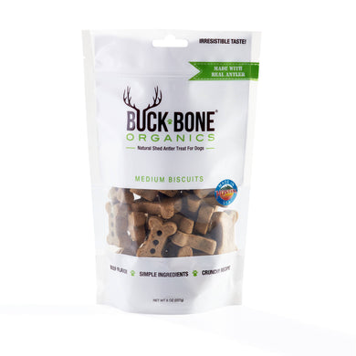 Buck Bone Organics - Natural Antler Dog Biscuits, Made with Real Antler 8 oz Bag