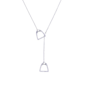 JPC Equestrian - AWST Int'l Lariat Silver Plated Stirrup Necklace