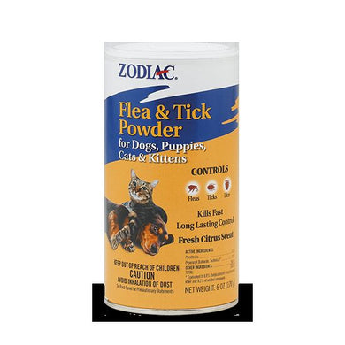 Zodiac Flea & Tick Powder for Dogs, Puppies, Cats & Kittens, 6-oz